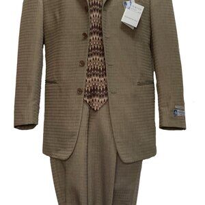 ALBERTO CELINI 2 PIECE 4B MEN'S SUIT HIHGT QUILIT ITALIAN POLYESTER TAFFETA FAB.